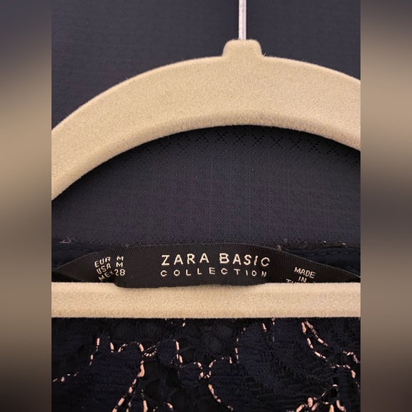 ZARA Short Sleeve Transparent Top (navy) - Picture 2 of 2